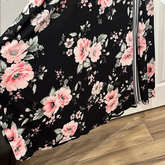 INC International Concepts Black and Pink Floral Maxi Dress - Picture 3 of 10